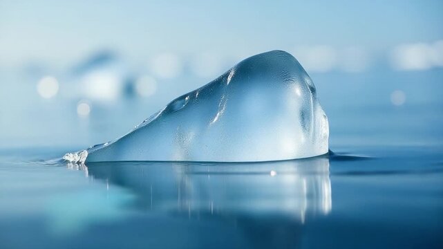 Video A small piece of ice floats on the surface of a body of water