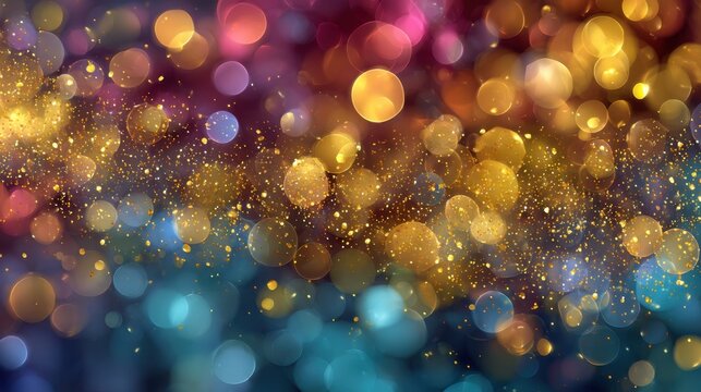 A colorful background with many small circles. The circles are of different sizes and colors. The background is a mix of blue, purple, and yellow. The circles are scattered all over the background