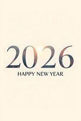 2026 Happy New Year Off White Minimal Poster