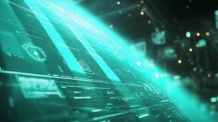 Digital data interface displaying futuristic technology information - Powered by Adobe