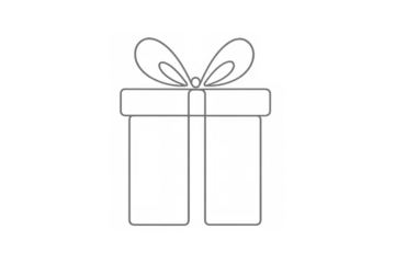 Gift box outline with ribbon bow, transparent background. Present vector illustration for celebration and surprise concept