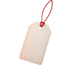 Blank Christmas Gift Tag with Red String Isolated PNG