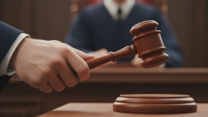 Judicial Gavel and Courtroom Scene.
