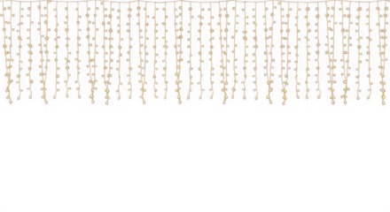 Fairy lights curtain for event decoration as a photo booth backdrop for wedding reception and gala stage set leaving large negative space for custom messaging beside hanging vertical strands