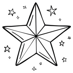 Obraz premium Hand-Drawn Stars Grouping Illustration Black and White Outline Design