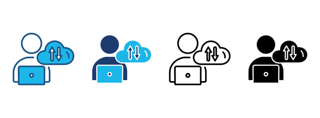 Cloud User Icon Set With Multiple Styles. Vector Illustration
