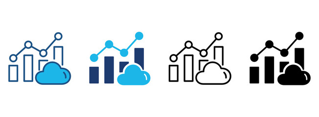 Cloud Analytics Icon Set With Multiple Styles. Vector Illustration