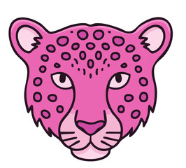 Fototapeta premium Pink Panther Face Illustration Feline Head Animal Mammal Cartoon Design Jaguar Drawing