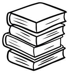 Simple outline drawing of stacked books, a graphic symbol for education literature and academic study