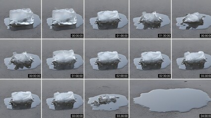 Iceberg Melting and Breaking Apart in Cold Ocean Water.