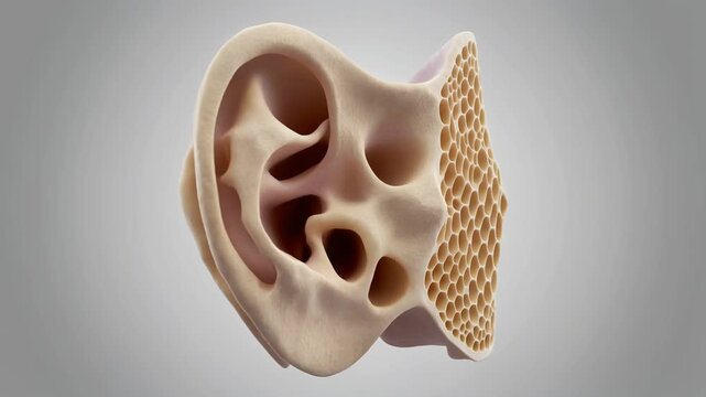 3D CGI Render of Human Temporal Bone and Ear Anatomy