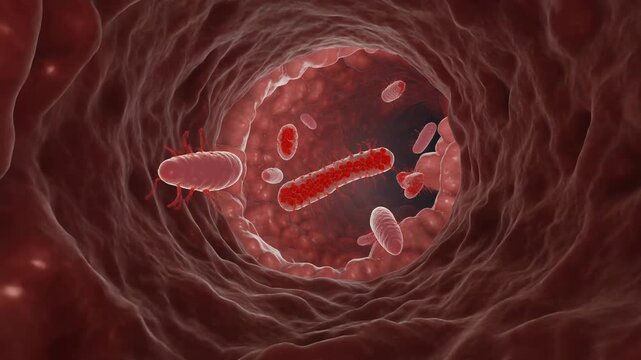 Cinematic Visualization of Entamoeba histolytica in a Blood Vessel