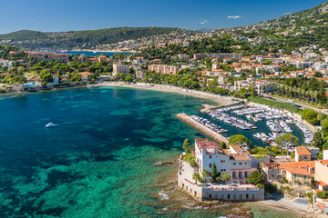 Aerial view of Beaulieu-sur-Mer, a resort town on the French Riviera coastline
