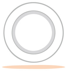 Empty White Plate with Grey Border Round Shape, Circle Food Serving Tableware Design