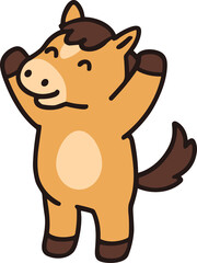 2026 Year of the Horse Cute Cheering Horse Vector Illustration, Lunar New Year Mascot Character