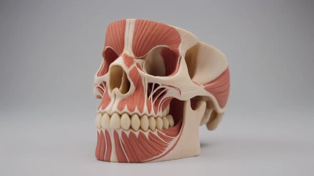 Anatomical Model of Human Temporal Skull and Facial Muscles