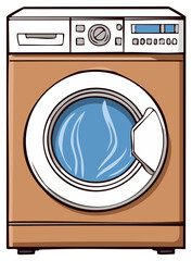 Cartoon Washing Machine Illustration Features Front Load Door and Control Panel Detail