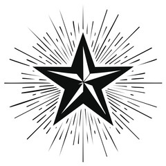 Obraz premium Bold Black Starburst Emblem Radiating Light Rays Graphic Element