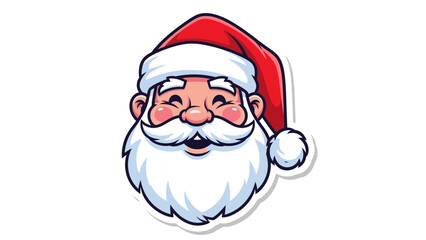 Cheerful Santa Claus head cartoon vector illustration with a friendly smile, featuring a red hat and white beard, isolated on white background