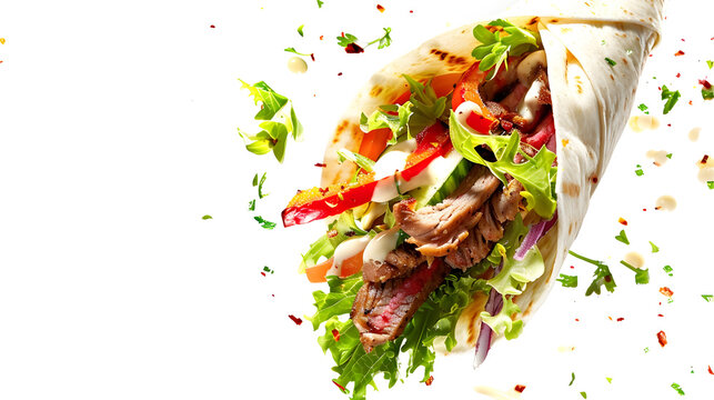 Deconstructed shawarma wrap in airy display with crispy texture