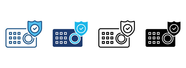 Safe Icon Set With Multiple Styles. Vector Illustration