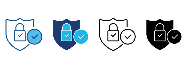 Security Icon Set With Multiple Styles. Vector Illustration