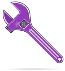 Obraz premium Vibrant Purple Adjustable Wrench Tool Vector Illustration for Repair and Maintenance