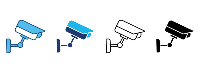 Security Camera Icon Set With Multiple Styles. Vector Illustration