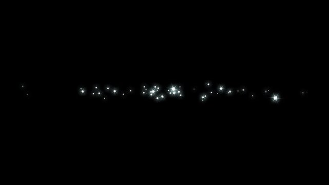 White glitter sparkles trail. magic sparkles glitter line stars, magic dust, pixie dust path, christmas stars isolated on a black screen, glitter stars particles background overlay, 4K animation