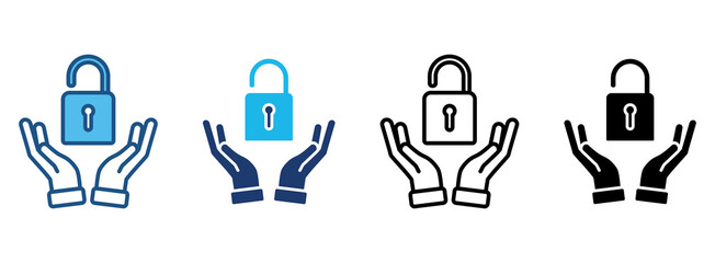 Secured Icon Set With Multiple Styles. Vector Illustration