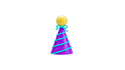 3D Rendered Party Hat on White Background