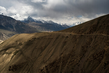 The Panj River flowing through the narrow Wakhan Valley, marking the natural border between Tajikistan and Afghanistan. A strategic and historic geographical division in Central Asia