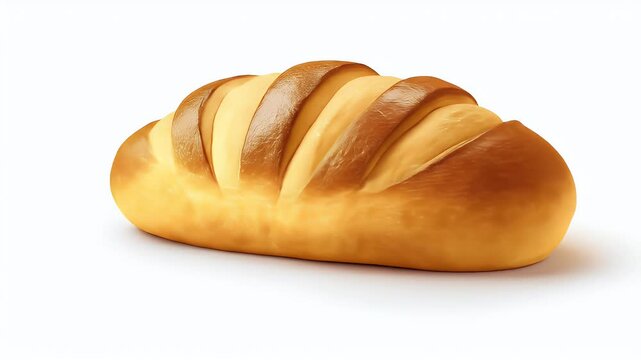 Freshly Baked Artisan Bread Loaf on White Background.