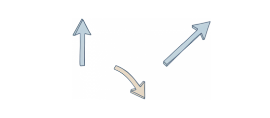 柔らかな手描き矢印が動きを示すミニマルデザイン ｜背景なし・透過PNG・コピースペース