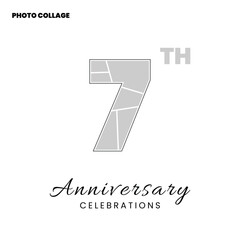 Special Event Photo Collage Template Featuring Number 7 Layout