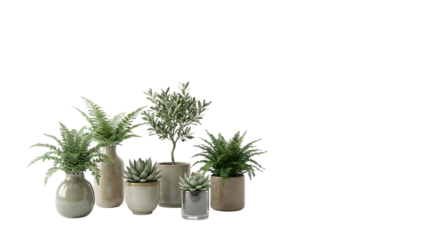 穏やかな調和を感じる植物アレンジが空間に安らぎをもたらす構図｜背景なし・透過PNG・コピースペース