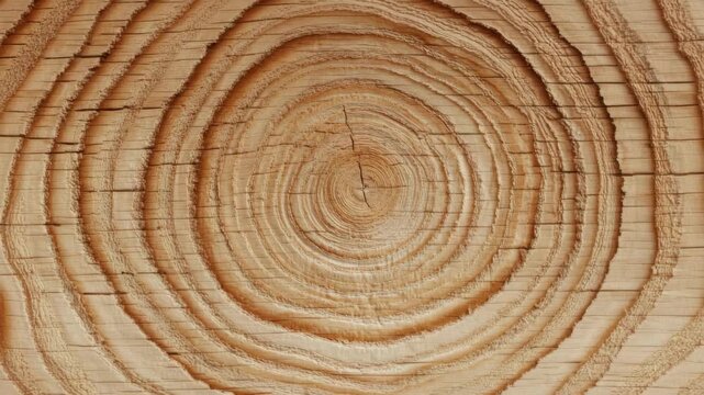 Cross-section of a tree trunk with detailed growth rings and natural wood grain on a plain background, symbolizing nature and time passage