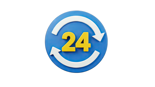 24 Hours Service Icon with Arrows on White Background - Powered by Adobe