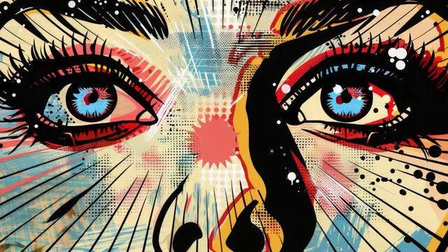Video A detailed of a woman's face in a painting, great for editorial or commercial use