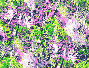Abstract vibrant texture with crumpled foil effect in bright pink, green, and white tones. Dynamic reflective background perfect for modern designs and creative projects.