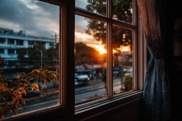 Sunset stock images overlooking room window cozy lifestyle vibes