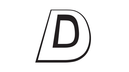 Bold capital letter d graphic design element on transparent background silhouette