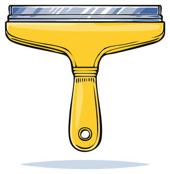 Yellow rubber squeegee window cleaning tool in a bold cartoon vector illustration style