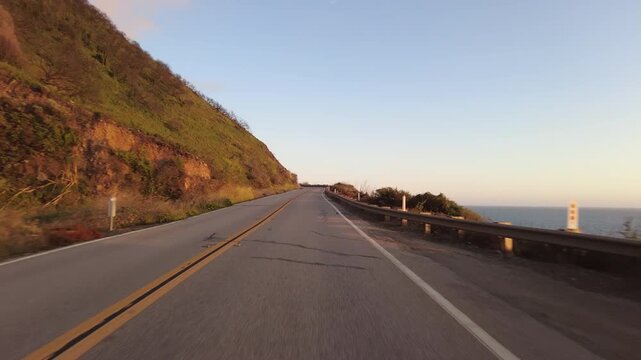 Big Sur Pacific Coast Highway Southbound 5 Big Creek Bridge to Cape San Martin 10 Front View MultiCam Driving Plate California USA