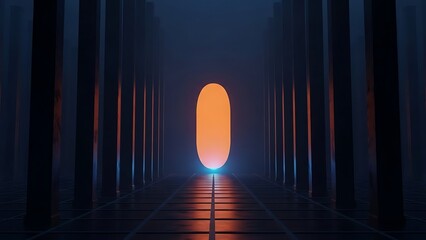 Abstract Sci- Fi Corridor with Glowing Oval Portal sci-fi tunnel
