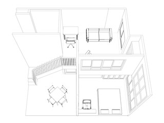 3D illustration of interior project 
