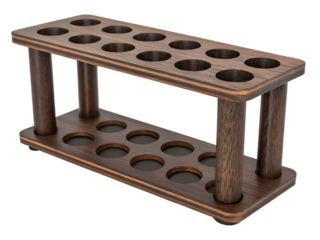 Wooden Test Tube Rack Holder with Handle | Laboratory or Bar Accessory