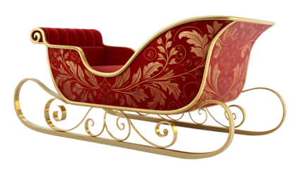 Santa Claus's Red and Gold Ornate Sleigh | Christmas Holiday Vehicle