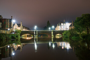 Stamford Town bridge at night. England