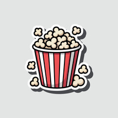 Sweet popcorn snack in a red box, a classic cinema food illustration